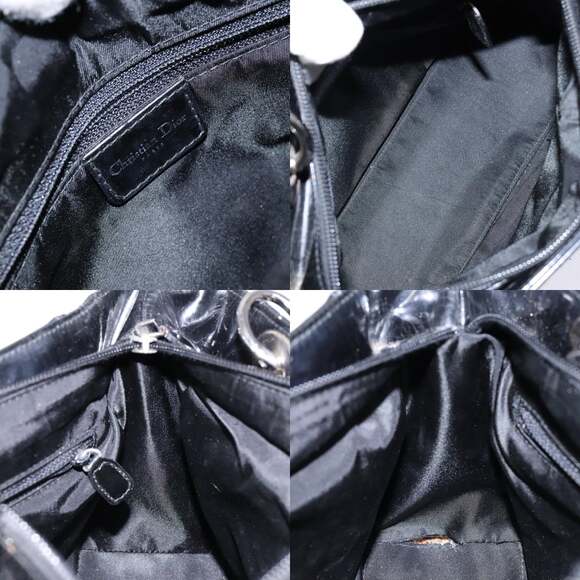 DIOR Montaigne Hand Bag Canvas Leather Black Silver - Picture 12 of 13